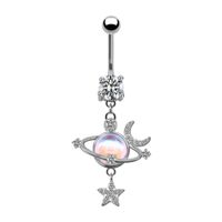 1 Piece Sexy Star Moon Planet Stainless Steel Plating Zircon Belly Ring sku image 1