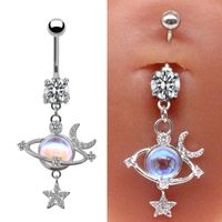 1 Piece Sexy Star Moon Planet Stainless Steel Plating Zircon Belly Ring main image 1