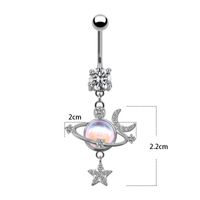 1 Piece Sexy Star Moon Planet Stainless Steel Plating Zircon Belly Ring main image 2