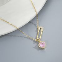 Mode Forme De Cœur Le Cuivre Zircon Incrusté Pendentif sku image 1