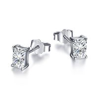 1 Pair Simple Style Geometric Square Water Droplets Inlay Sterling Silver Zircon Ear Studs sku image 2