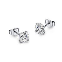 1 Pair Simple Style Geometric Square Water Droplets Inlay Sterling Silver Zircon Ear Studs sku image 1