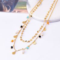 Fashion Geometric Star Titanium Steel Inlay Artificial Pearls Beads Layered Necklaces main image 4