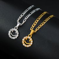 1 Piece Fashion Smiley Face Stainless Steel Hollow Out Inlay Zircon Pendant Necklace main image 1