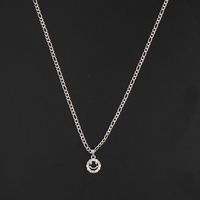 1 Piece Fashion Smiley Face Stainless Steel Hollow Out Inlay Zircon Pendant Necklace main image 5