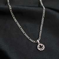 1 Piece Fashion Smiley Face Stainless Steel Hollow Out Inlay Zircon Pendant Necklace main image 2