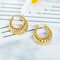 1 Pair Fashion Stripe Solid Color Stainless Steel Plating Earrings main image 3