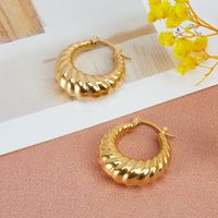 1 Pair Fashion Stripe Solid Color Stainless Steel Plating Earrings main image 1