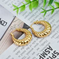 1 Pair Fashion Stripe Solid Color Stainless Steel Plating Earrings main image 4