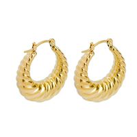 1 Pair Fashion Stripe Solid Color Stainless Steel Plating Earrings main image 5