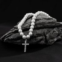 Einfacher Stil Kreuzen Rostfreier Stahl Perle Inlay Strasssteine Männer Halskette Mit Anhänger main image 4