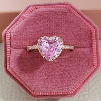 Fashion Heart Shape Copper Plating Inlay Zircon Rings 1 Piece sku image 17