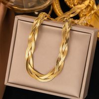 304 Stainless Steel 18K Gold Plated Rose Gold Plated Streetwear Plating Solid Color Layered Necklaces main image 6