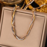 304 Stainless Steel 18K Gold Plated Rose Gold Plated Streetwear Plating Solid Color Layered Necklaces main image 3