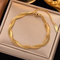 304 Stainless Steel 18K Gold Plated Streetwear Plating Chain Solid Color Bracelets Necklace main image 3