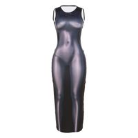 Women's Pencil Skirt Fashion Standing Collar Printing Long Sleeve Abstract Maxi Long Dress Daily sku image 3