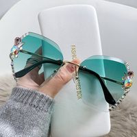 Fashion Geometric Pc Oval Frame Rhinestone Frameless Women's Sunglasses sku image 16