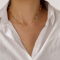 1 Piece Fashion Solid Color Alloy Beaded Chain Gold Plated Women's Necklace main image 4