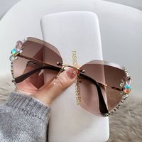 Elegant Solid Color Pc Oval Frame Rhinestone Frameless Women's Sunglasses sku image 7
