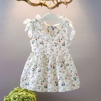 Fashion Ditsy Floral Printing Cotton Blend Girls Dresses sku image 5