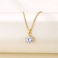 Fashion Round Heart Shape Snowflake Stainless Steel Titanium Steel Plating Inlay Zircon 18k Gold Plated Gold Plated Pendant Necklace main image 10