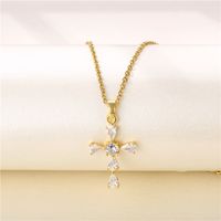 Fashion Round Heart Shape Snowflake Stainless Steel Titanium Steel Plating Inlay Zircon 18k Gold Plated Gold Plated Pendant Necklace main image 5