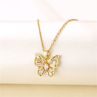 Fashion Round Heart Shape Snowflake Stainless Steel Titanium Steel Plating Inlay Zircon 18k Gold Plated Gold Plated Pendant Necklace main image 3