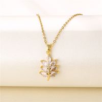 Fashion Round Heart Shape Snowflake Stainless Steel Titanium Steel Plating Inlay Zircon 18k Gold Plated Gold Plated Pendant Necklace sku image 7