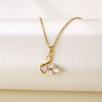 Fashion Round Heart Shape Snowflake Stainless Steel Titanium Steel Plating Inlay Zircon 18k Gold Plated Gold Plated Pendant Necklace sku image 3