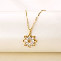 Fashion Round Heart Shape Snowflake Stainless Steel Titanium Steel Plating Inlay Zircon 18k Gold Plated Gold Plated Pendant Necklace sku image 10