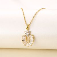 Fashion Round Heart Shape Snowflake Stainless Steel Titanium Steel Plating Inlay Zircon 18k Gold Plated Gold Plated Pendant Necklace main image 2