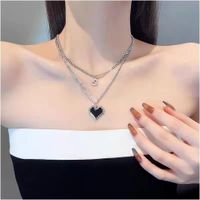 Fashion Heart Shape Butterfly Alloy Pearl Plating Women's Layered Necklaces Pendant Necklace 1 Piece sku image 10