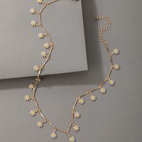 Fashion Daisy Copper Gold Plated Necklace In Bulk main image 5