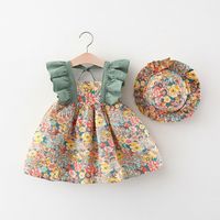 Casual Flower Printing Cotton Girls Dresses main image 4