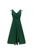 Fashion Solid Color V Neck Sleeveless Patchwork Polyester Maxi Long Dress Slit Dress main image 3
