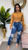 Women's Streetwear Solid Color Full Length Ripped Jeans Straight Pants main image 2