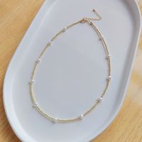 1 Piece Simple Style Solid Color Imitation Pearl Copper Necklace main image 6