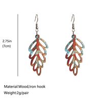1 Pair Fashion Leaf Wood Hollow Out Women's Drop Earrings main image 3