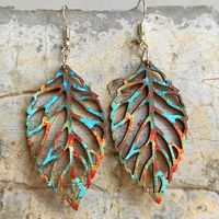 1 Pair Fashion Leaf Wood Hollow Out Women's Drop Earrings main image 4