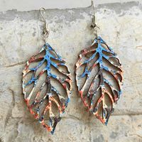 1 Pair Fashion Leaf Wood Hollow Out Women's Drop Earrings main image 2