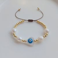 1 Piece Simple Style Devil's Eye Freshwater Pearl Shell Copper Beaded Bracelets main image 6