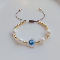 1 Piece Simple Style Devil's Eye Freshwater Pearl Shell Copper Beaded Bracelets sku image 1