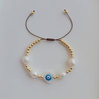 1 Piece Simple Style Devil's Eye Freshwater Pearl Shell Copper Beaded Bracelets main image 5
