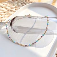 1 Piece Simple Style Round Artificial Crystal Copper Beaded Women's Necklace main image 2