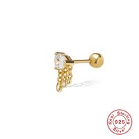 1 Piece Simple Style Solid Color Plating Sterling Silver Zircon Gold Plated Ear Studs sku image 3