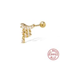 1 Piece Simple Style Solid Color Plating Sterling Silver Zircon Gold Plated Ear Studs sku image 4