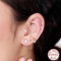 1 Piece Fashion Geometric Sterling Silver Inlay Zircon Ear Studs main image 2