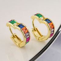 1 Pair Fashion Heart Shape Plating Inlay Copper Zircon 18k Gold Plated Hoop Earrings main image 1