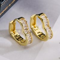 1 Pair Fashion Heart Shape Plating Inlay Copper Zircon 18k Gold Plated Hoop Earrings sku image 1