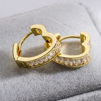 1 Pair Fashion Heart Shape Plating Inlay Copper Zircon 18k Gold Plated Hoop Earrings main image 3